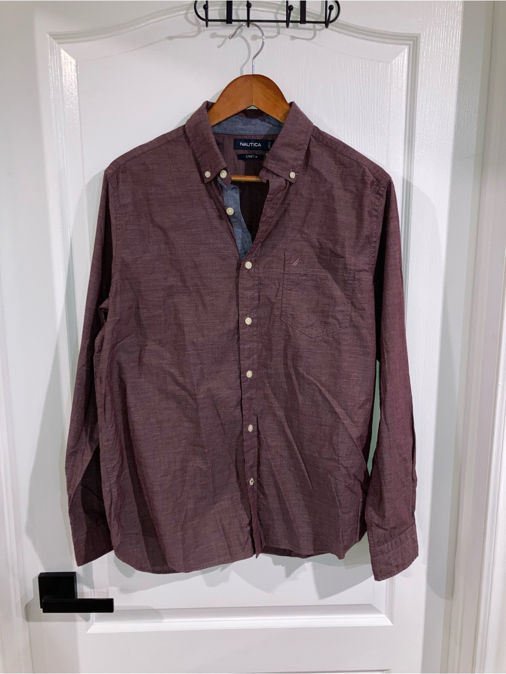 Nautica Burgundy Stretch Button Up Shirt - size M